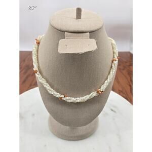 Vintage Island Girl Mother of Pearl & Coral Necklace